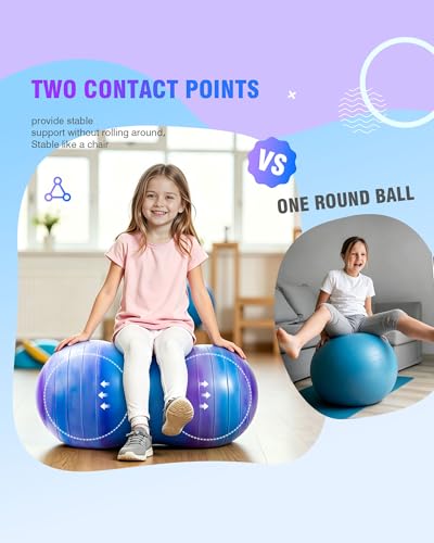 ZOOJOY Peanut Ball for Kids and Adults, 18/20Inch Anti-Burst Exercise Ball - color: Purple & Blue, size: 35 x 18 Inch