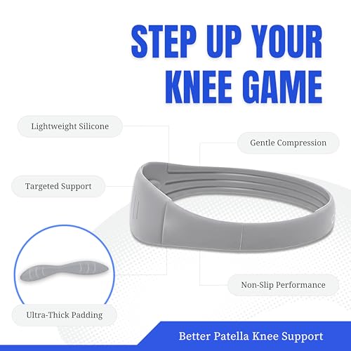 COOLSET Patella Band Knee Strap - 2 Pack Patellar Tendon Support Strap for Knee Pain Relief - Non-Slip Knee Brace for Jumper’s Knee, Tendonitis, Basketball, Running - Men, Women, Youth w/ Travel Bag (Gray) - color: Gray
