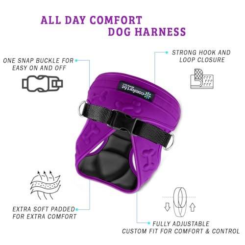 Comfort Fit Dog Harness, Easy Step-in Vest - Purple, Large - color: Purple, size: L (Chest 18" - 22")