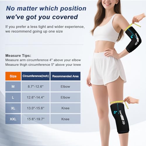 ComfiTECH Elbow Knee Ice Pack Wrap Sleeve for Knee, Calf & Thigh, XL - size: XL-Standard