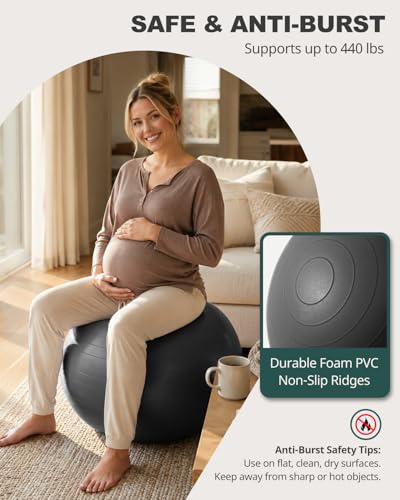 Trideer Yoga Ball for Exercise, Pregnancy, Exercise Ball, Pump Included - color: Black, size: XXL (31-33ines / 78-85cm) (Pack of 2)