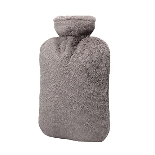 BICAREE Hot Water Bottle with Cover, 2L PVC Hot Water Bag for Neck, Shoulder Pain and Hand Feet Warmer, Menstrual Cramps, Hot Compress and Cold Therapy(Grey) - style: Grey