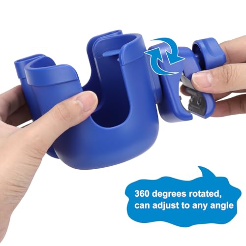 Accmor Stroller Cup Holder with Phone Holder, Bike Cup Holder, Walker Scooter Wheelchair Cup Holder Attachment, Universal Cup Holder for Uppababy Graco Strollers - color: All Dark Blue