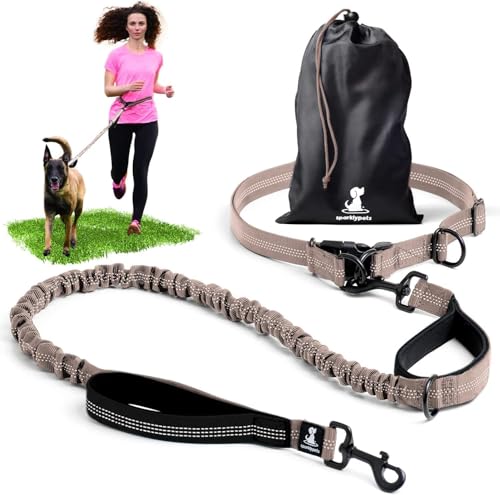 SparklyPets Hands Free Dog Leash, Medium & Large Breeds (Brown,1 Dog) - color: Brown, size: 1 dog M/L