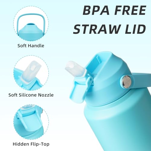 BJPKPK 40oz Insulated Water Bottle, Stainless Steel Bottle with Straw Lid - color: Sea Salt, size: 40 Ounces