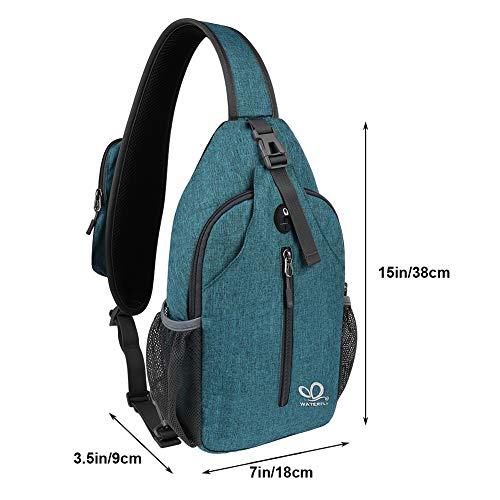 WATERFLY Crossbody Sling Backpack Sling Bag Travel Hiking Chest Bags Daypack (Teal blue) - color: B-teal Blue