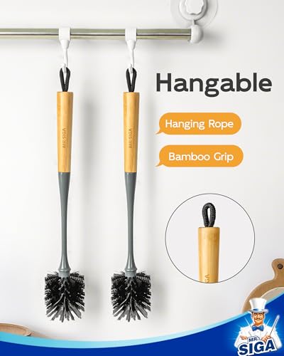 MR.SIGA Water Bottle Brush, Long Handle Bottle Brush for Sports Bottles - color: Gray