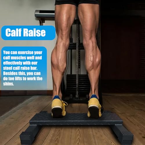BLUSLM Steel Calf Raise Bar, Standing Machine for Stretching, Squat, Foot Stretch, Anti-Slip Solid Block - color: Black