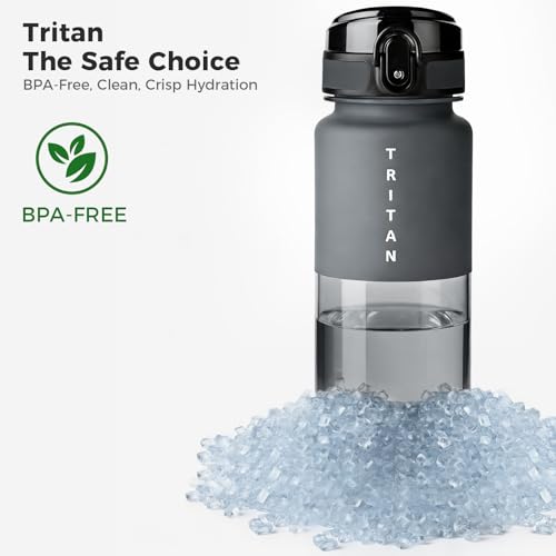 32oz Clear Tritan Water Bottle with Chug Lid - color: Grey