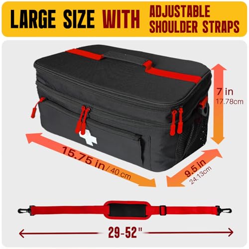 2-Layer First Aid Bag Empty 15¾"H x 9½"W x 7" H Black - color: Black