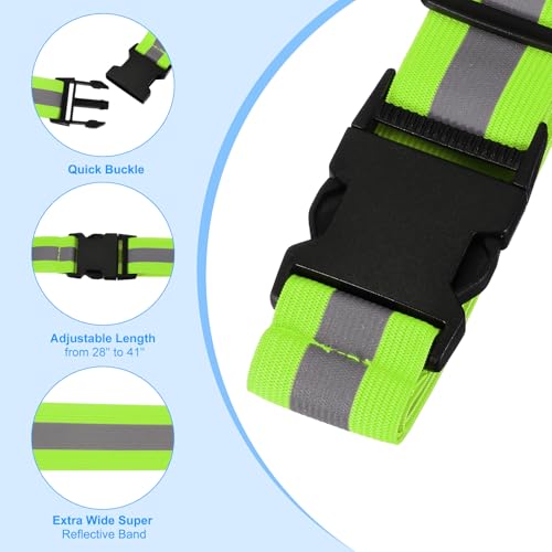 PATIKIL Adjustable Reflective Running Belt, Glow Pt Belt Sash for Cycling Walking - color: Green, size: 1.5 Inch