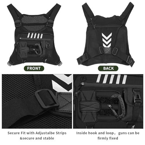 Chest Rig Running Vest for Men - Lightweight & Comfortable Tactical Vest with Quick Access Holster Gift, Water-Resistant & Breathable Design for Running, Hiking, and Outdoor Activities