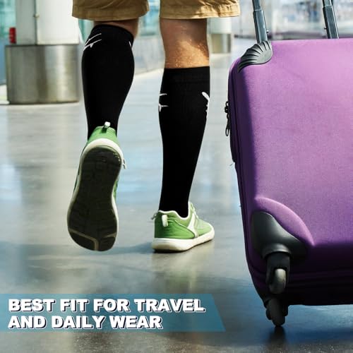Skicuff 2 Pairs Travel Compression Socks for Men and Women - color: Black