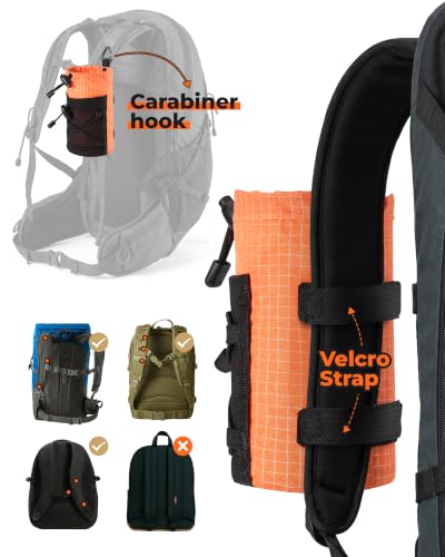 HowFly Backpack Water Bottle Holder for Backpack Straps Bottle Holder Pouch - color: Orange