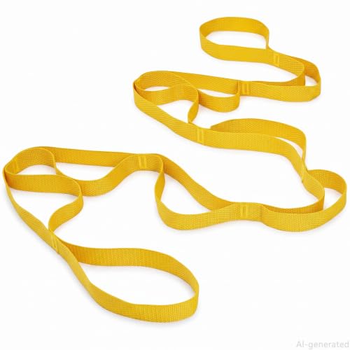 10 Loop Yoga Stretching Strap for Physical Therapy - Non-Elastic Exercise Band for Pilates, Yoga, Stretching for Women & Men - color: Yellow