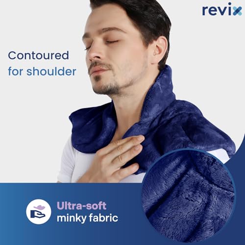 REVIX Microwavable Heating Pad for Neck Shoulders & Back, Moist Heat, Navy - color: Navy
