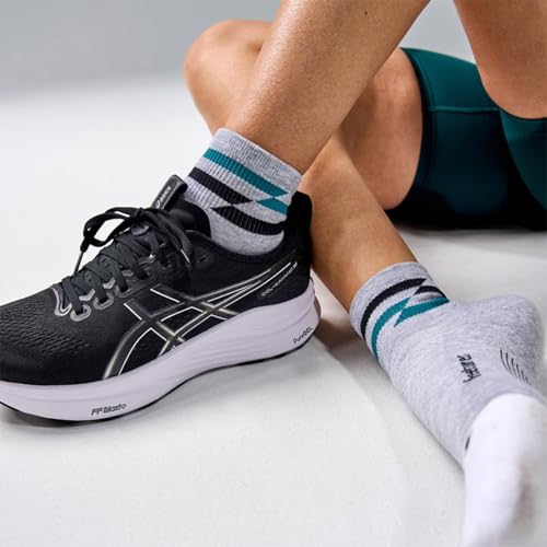 Feetures Elite Max Cushion Quarter Running Sock, 1 Pair - color: Gray Track (1 Pair), size: Large