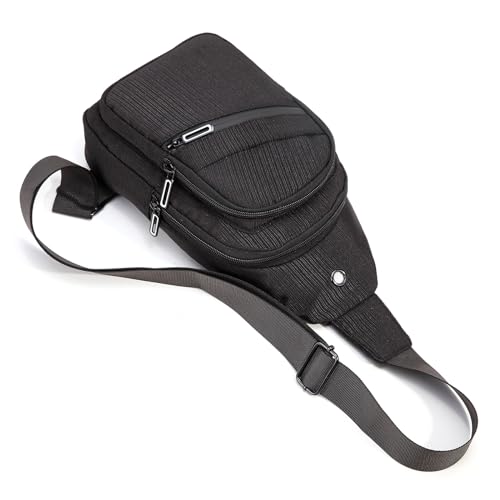 AOSTIHOT Crossbody Sling Bag Small Sling Backpack for Women, Chest Daypack Crossbody Shoulder for Travel Sport Running Hiking - color: G Black