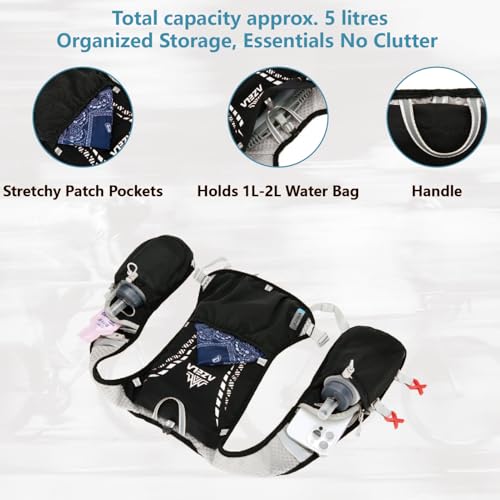JEELAD Hydration Backpack Lightweight Vest for Hiking Trail Running Gear Cycling Marathon for Women Men - color: C - Black (7L) - with 1.5L PEVA Water Bladder