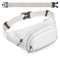 Large Fanny Pack for Women Men - Syican Waist bag with 3-Zipper Pockets - color: White+Extended Belt
