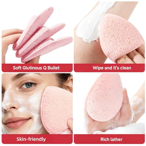 Skincare Tools Set with Face Cleansing Brush, Ice Face Roller & Gua Sha Set - color: Pink