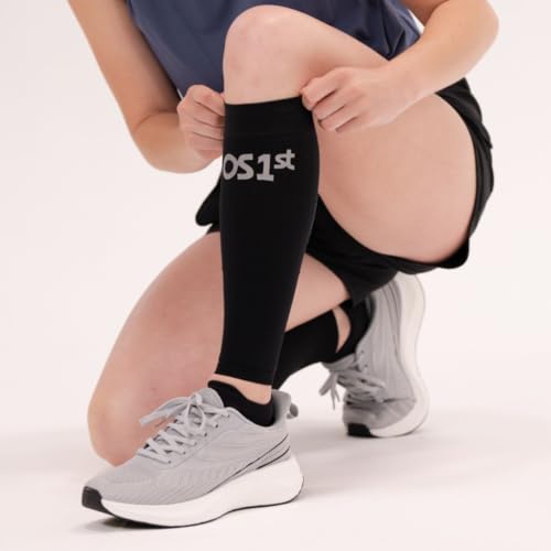 OS1st Calf Compression Sleeves for Men & Women relieves shin splints, leg fatigue and reduces recovery time - color: Grey, size: Large