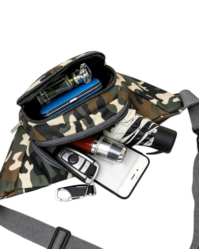 AIBEARTY Fashion Fanny Pack Small Checkered Waist Pack Belt Waist Bag Pack Pouch with Adjustable Strap for Sport Running,Camping,Trip - color: Camouflage 04