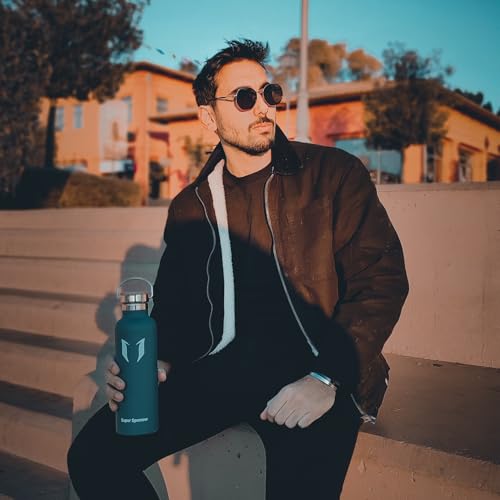 Sparrow Metal Water Bottle with Straw - Insulated Water Bottles Kids 500ml - color: Dark green, size: 16.9 Ounces