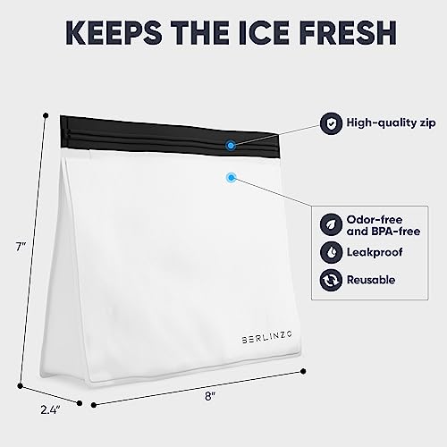 BERLINZO Reusable Ice Storage Bag - Freezer Safe, Leakproof, BPA-Free Silicone, Plastic-Free Lunch Bag and Food Storage - size: 1 Pack