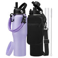32oz Insulated Bottle with Straw - Spout Lid – Leak Proof Insulated Tumbler - color: Light Purple, size: 32 Ounces