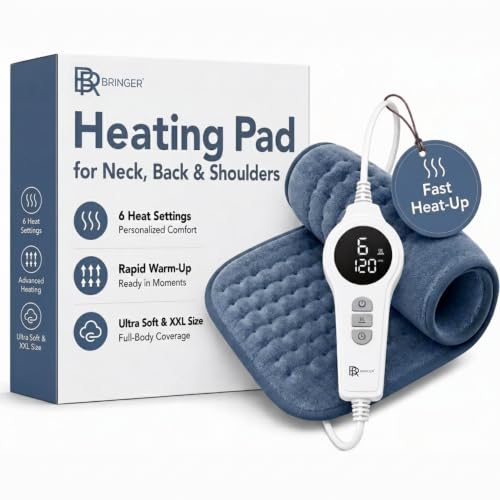 Heating Pad for Back, Shoulders and Neck, Blue, 23.6 x 11.8 in - color: Blue, size: 23.6 x 11.8 Inch