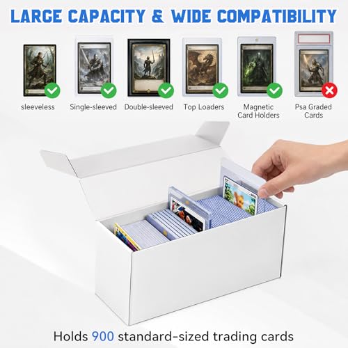 DEDC 3-Pack Trading Card Storage Box for Toploaders, Semi-Rigid & Magnetic Card Holders, White Corrugated Cardboard Collection Organizer for TCG, Baseball & Sports Cards (1050 ct)