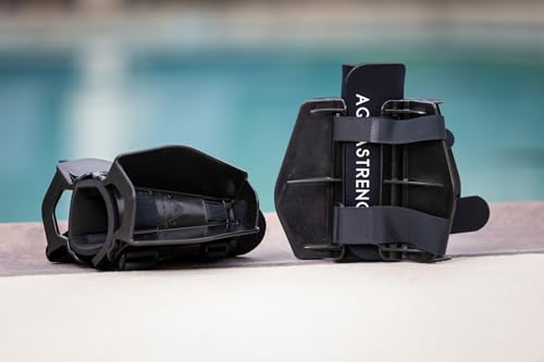 Aquastrength Hydro-Tone Total Body Pool Exercise System, Isokinetic Functional Water Weights, Bells 12" x 7.5", Fins 6.5" x 2.5", Quick Start Guide Included - color: Black