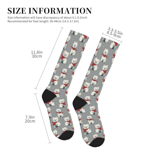Cute Compression Socks Knee High Support Stockings Women Men - color: Cute West Highland Terrier Dogs