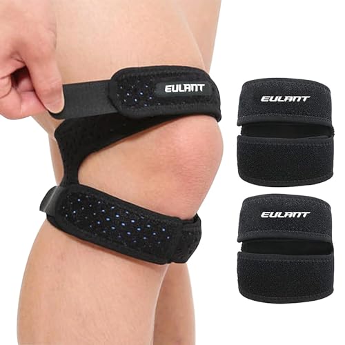 EULANT Patellar Tendon Support Strap Knee Brace Patella Stabilizer for Knee Pain Relief, Dual Patella Knee Straps for Running, Arthritis, Jumper, Tennis Injury Recovery