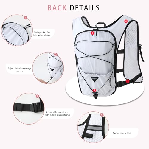 Running Hydration Vest Backpack with 1.5L Bladder for Men Women - color: white, size: without hydration