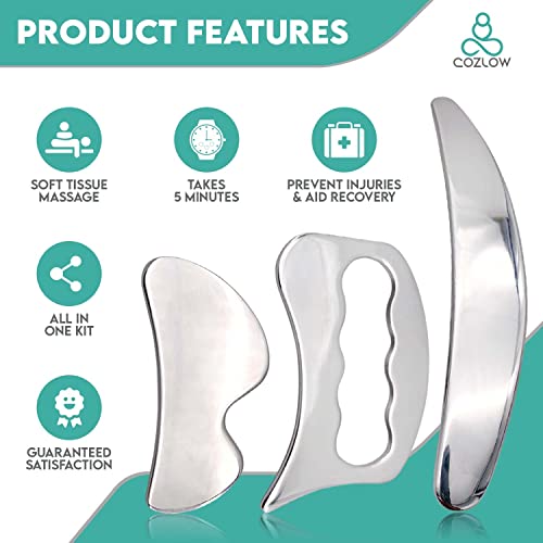 3-in-1 Muscle Scraper Stainless Steel Fascia Release Gua Sha IASTM Tools - style: Style A (3in1)