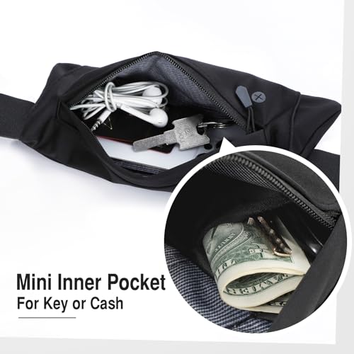 WHIPPY Slim Running Belt Fanny Pack for Women Men Elastic Runners Belt Waist Pouch Chest Bag Phone Holder Waist Pack for Running Hiking - color: 1-Black