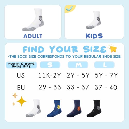 BRISIRA Coolmax Bamboo Viscose Kids Compression Socks for Youth Boys Girls - color: White-3pack, size: Large