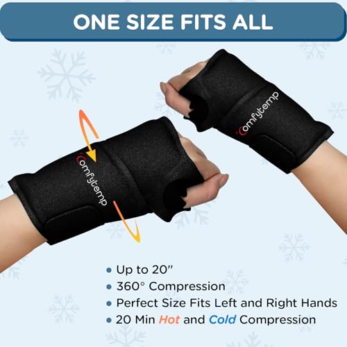 Comfytemp Wrist Ice Pack Wrap for Carpal Tunnel Relief, 2 Packs, Black - color: Black, size: 20"x4"