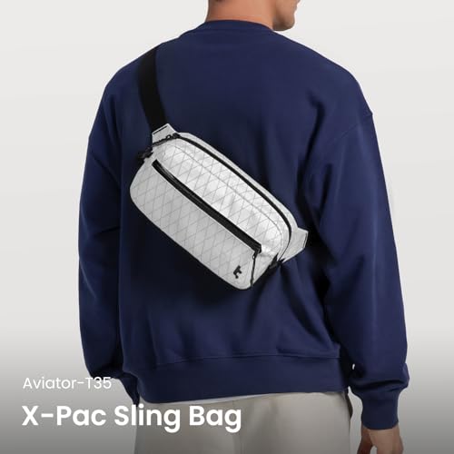 tomtoc 3.5L X-Pac Sling Bag with RFID Blocking Crossbody Pack for Men Women - color: X-Pac White, size: 3.5L