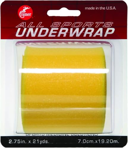 Cramer Tape Underwrap, Single Roll, Yellow, Non-Latex Pre Wrap to Protect Skin from Irritation and Discomfort Caused by Athletic Tape, Tearable Sports Wrap, Non-Adhesive, 2.75" x 21 Yards - color: Yellow