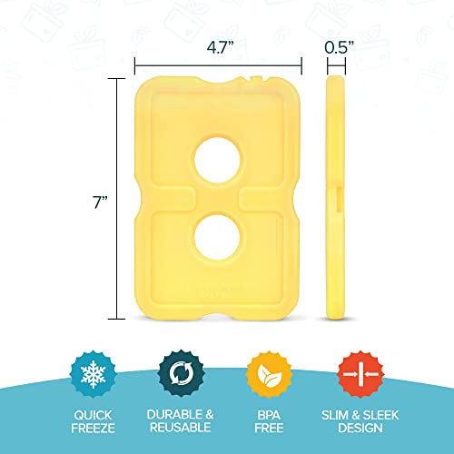 Healthy Packers Ice Packs for Lunch Boxes, Slim Cooler Ice Packs - color: Yellow (4 Pack)