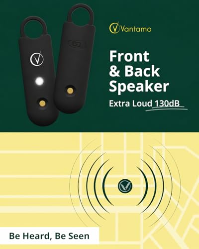 Vantamo Personal Alarm for Self Defense with Low Battery Notice, Strobe Light & Extra Loud 130 dB Double Speakers Safety Keychain Set for Women, Rechargeable Panic Button for Womens Self Defense - color: Carbon