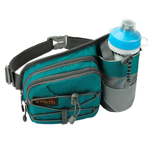 Waist Pack with Water Bottle Holder for Running Walking Hiking Fanny Pack - color: Green