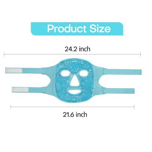 ZNÖCUETÖD Cold Face Ice Mask Facial Ice Pack Cooling Mask with Storage Bag - color: Blue