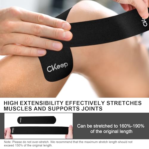 CKeep Kinesiology Tape precut Strips, 40 Count Elastic k Tape, Black - color: Black, size: 2 Rolls