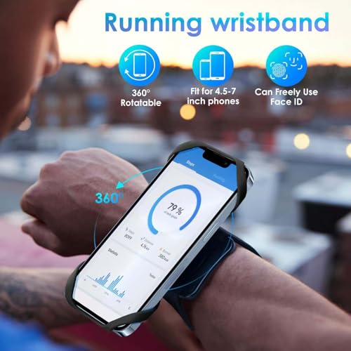 Cikyner Running Wristband, 360° Rotatable & Detachable Sports Wristband