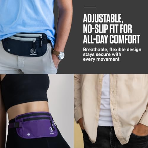 VENTURE 4TH Travel Money Belt, RFID Blocking Passport Holder - Navy Blue - color: Navy Blue