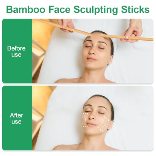 Bamboo Massage Sticks Set -SPA Therapy Tool, Fine Bamboo Sticks for Facial Massage,Thick bamboos Sticks for Guasha Massage and Relaxing Muscles